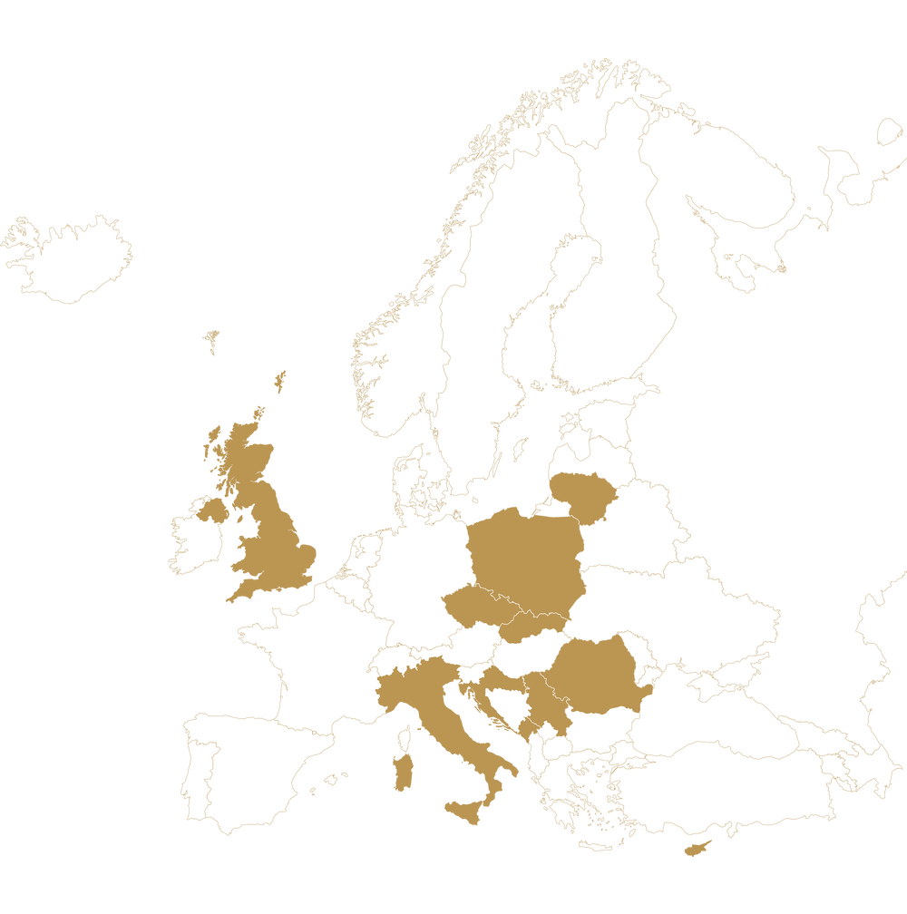 Mapa kľúčových trhov v Európe